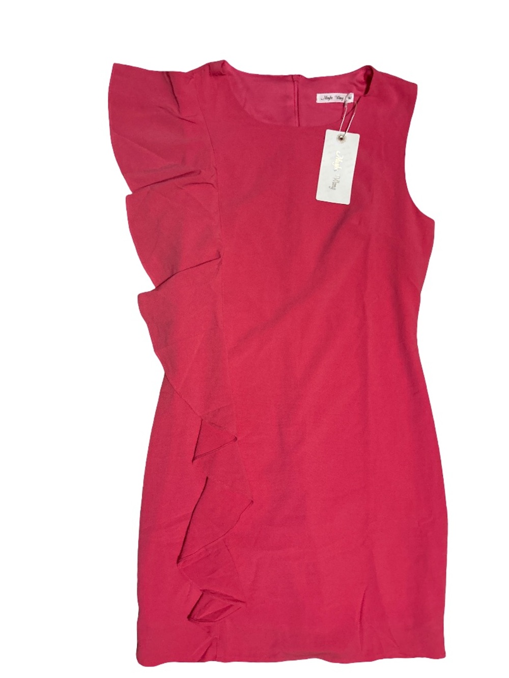 Ruffle-Accent Sleeveless Sheath Dress - Pink
